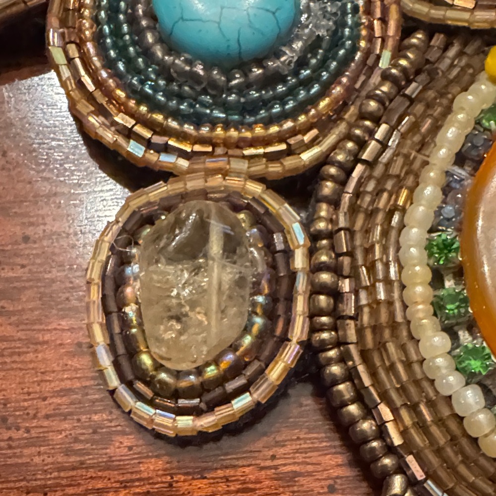 Bohemian Multicolor Beaded Bib Necklace by Natasha - Picture 10 of 13